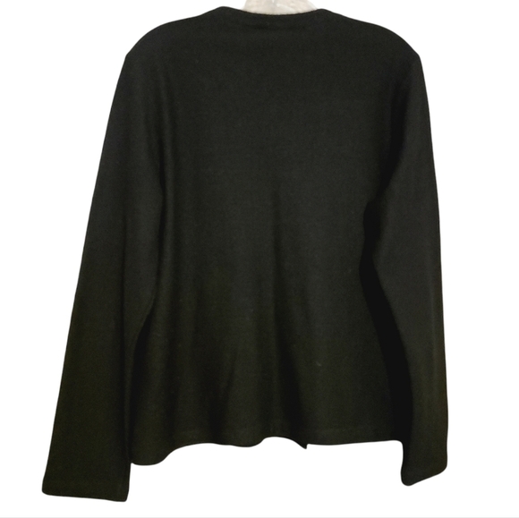 Eileen Fisher | Women's 100% Wool Black Cardigan Sweater (Size Large) - Picture 13 of 13